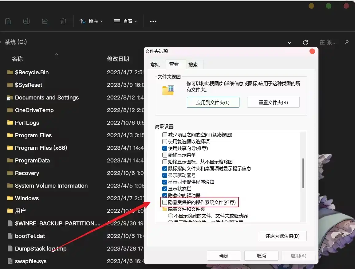 通过此处可以查看第二层隐藏文件