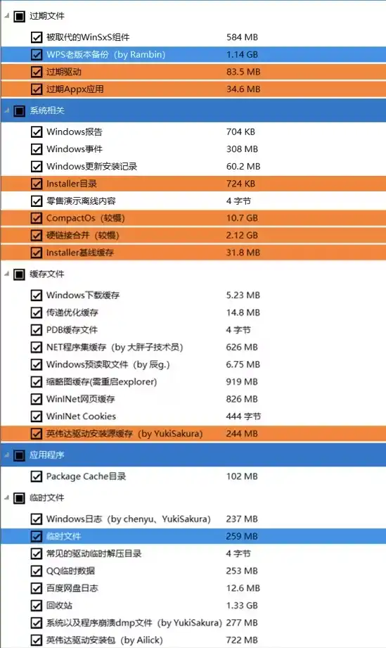 两年前给同学清理后的电脑，目前用Dism++扫描结果